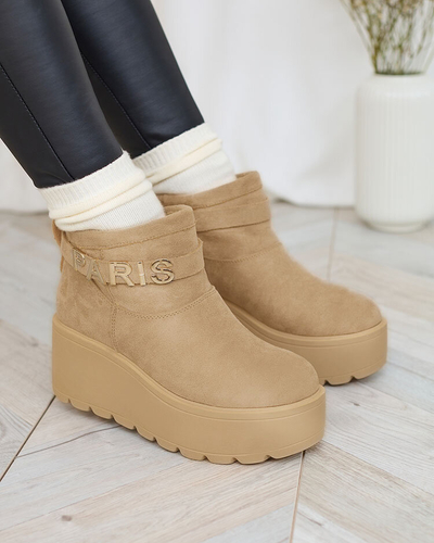 Royalfashion Beige chaussures femme a'la bottes de neige avec ornement Parisela