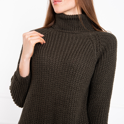 Pull à col roulé vert foncé pour femmes - Vêtements