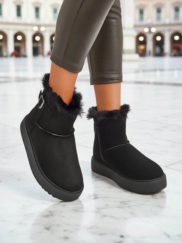 Royalfashion Bottes courtes style bottes de neige pour femmes Winter Crest