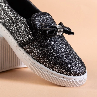OUTLET Slip-on enfant noir avec nœud Cintia - Chaussures