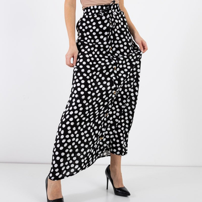 Jupe longue noire à pois - Vêtements