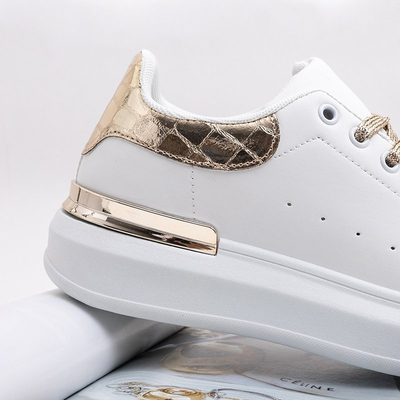 Chaussures de sport pour femmes blanches et dorées Pamelia - Vêtements