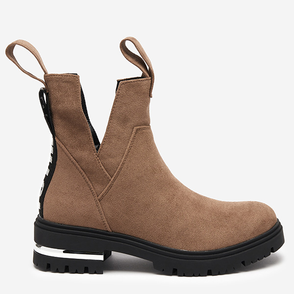 OUTLET Bottes à talons plats marron clair pour femmes Dezi - Footwear