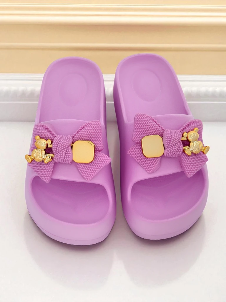 Royalfashion Tongs en caoutchouc pour femme avec nœud décoratif Alday