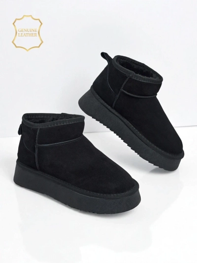 Bottes courtes de style bottes de neige pour femmes en cuir naturel Elunara