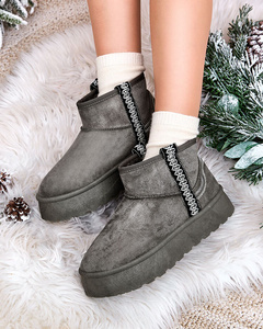 Royalfashion Bottes courtes pour femmes a'la bottes de neige avec ornement Erititta