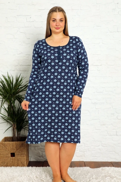 Royalfashion Chemise de nuit en coton avec des fleurs GRANDES TAILLES