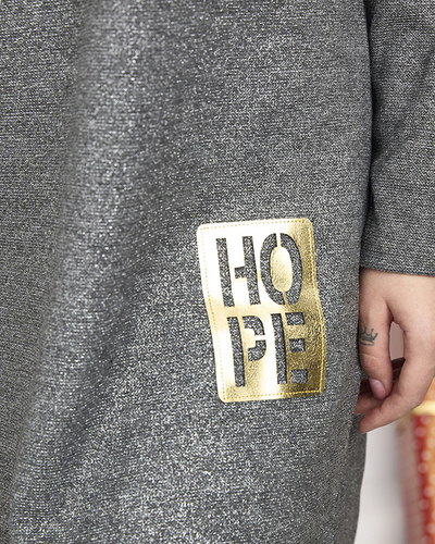 Robe grise pour femmes avec fil argenté et bas asymétrique - Vêtements