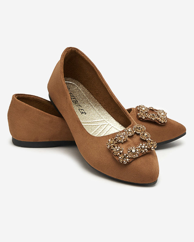Ballerines marron pour femme en daim écologique avec ornement Linselisa - Footwear