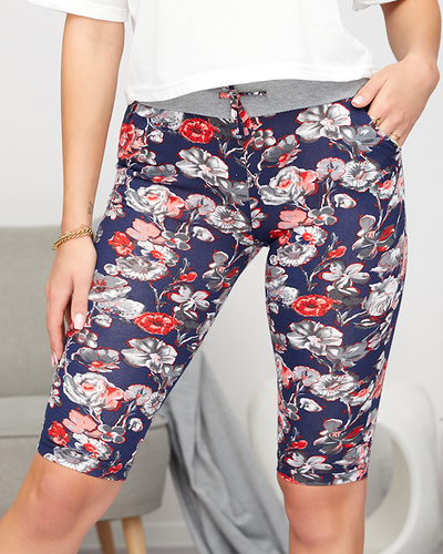 Short 3/4 femme à motifs, bleu marine et rouge GRANDE TAILLE - Vêtements