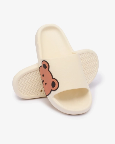 OUTLET Tongs en caoutchouc Royalfashion pour femme avec ours en peluche en écru Levekki
