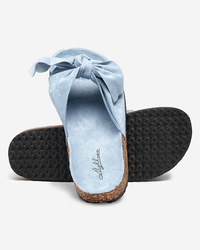 OUTLET Chaussons femme en éco-daim bleu avec nœud Xeria - Chaussures