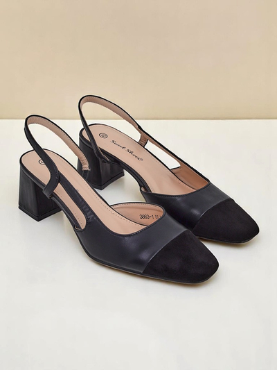 Royalfashion Escarpins pour femmes à talons bas avec bout décoratif Eleganzo