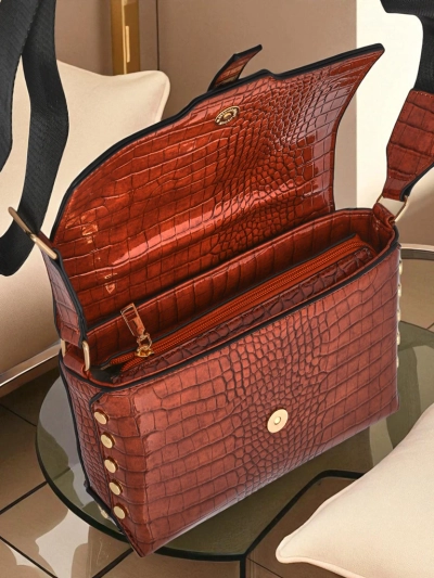 Royalfashion Petit sac à main verni pour femme en cuir écologique Velia Crest