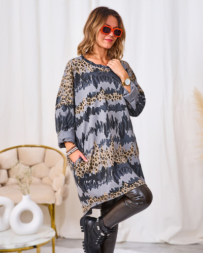 Royalfashion Robe à motifs pour femme en gris