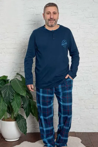 Pyjamas pour hommes en coton à carreaux grande taille