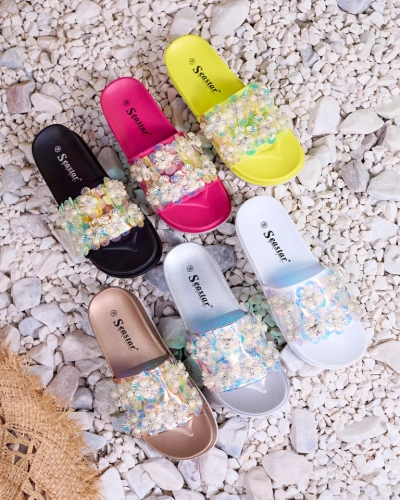 Sandales compensées femme noires à embellissements Maurelle - Chaussures
