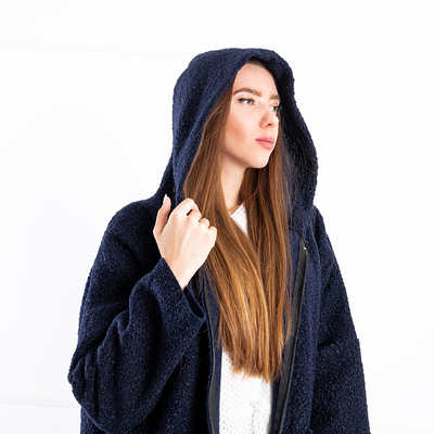 Veste femme bleu marine - manteau à capuche - Vêtements