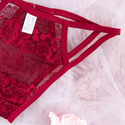 Culotte pour femme en dentelle bordeaux - Sous-vêtements