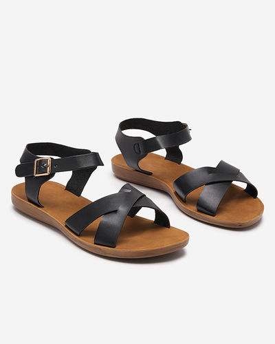 OUTLET Sandales plates noires classiques pour femmes Eterika - Footwear