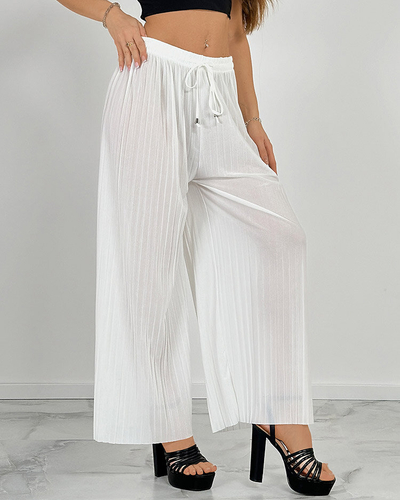 Royalfashion Pantalon large à plis pour femme