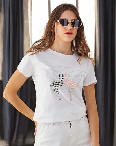 Royalfashion T-shirt en coton pour femmes Flaming Love