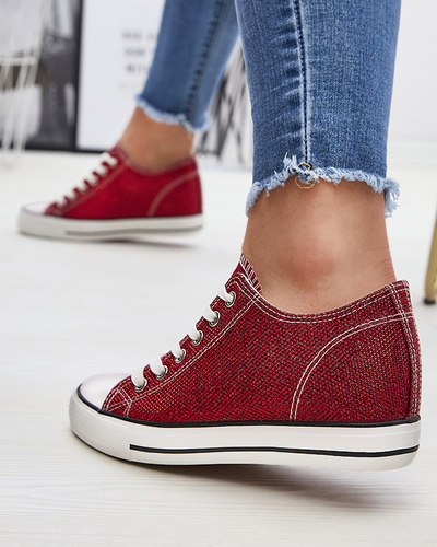 Baskets rouges pour femmes sur une ancre cachée avec fil brillant Seggat- Footwear