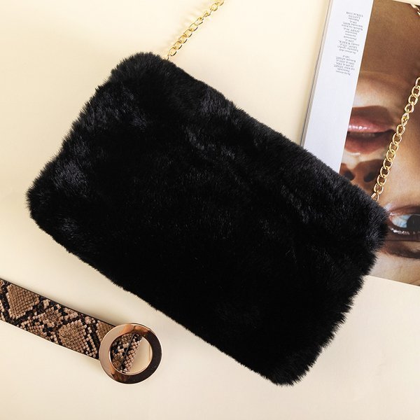 Sac à bandoulière en fourrure noire - Sacs à main