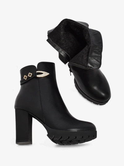 Bottines femme en cuir écologique à talon bloc Sylvar