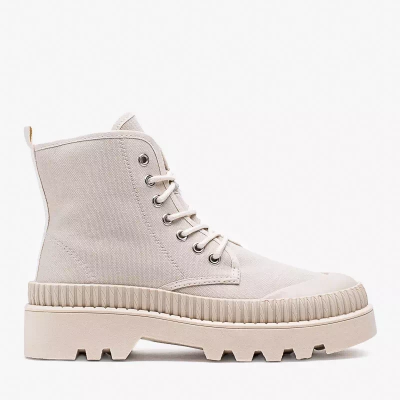 OUTLET Bottines femme crème à talon plat Roulle - Footwear