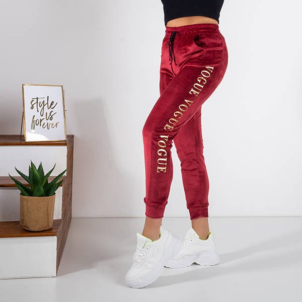 Pantalon de jogging femme rouge avec inscriptions Vêtements