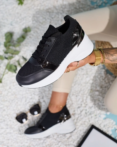 Chaussures de sport à talon pour femmes, noires Ezetta- Footwear