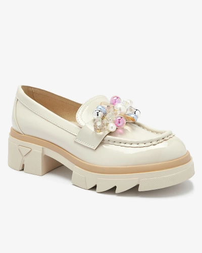 Mocassins beige laqué pour femmes Geloppa- Footwear