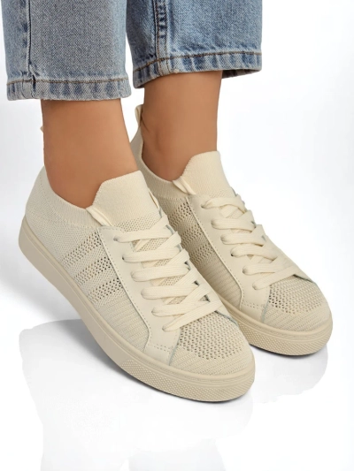 Baskets beiges Damiani – baskets légères en tissu/cuir écologique pour l'été