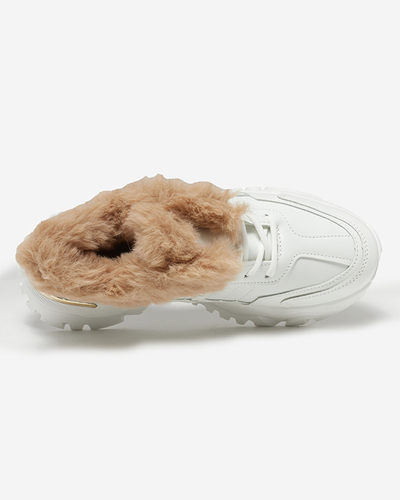 Chaussures de sport pour femmes blanches avec fourrure Flixi - Chaussures