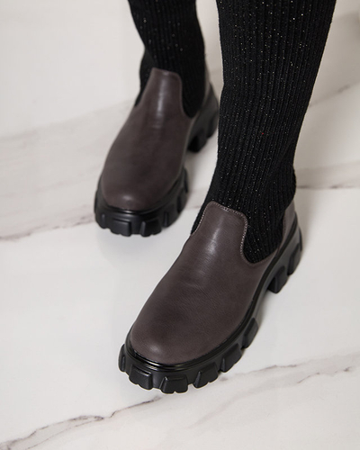 Bottes hautes noires et marron pour femme Alerpi- Footwear