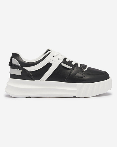 OUTLET Chaussures de sport décontractées noires en éco-cuir pour femmes avec empiècements blancs Netiris - Footwear