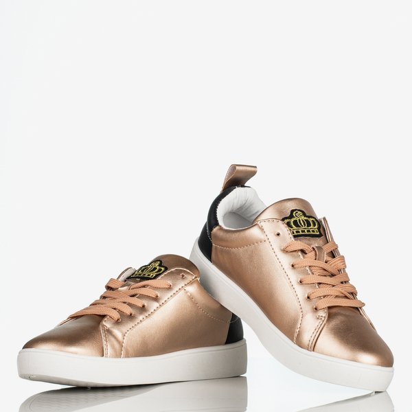 Sneakers femme rose et or à décor glamour - Chaussures 1