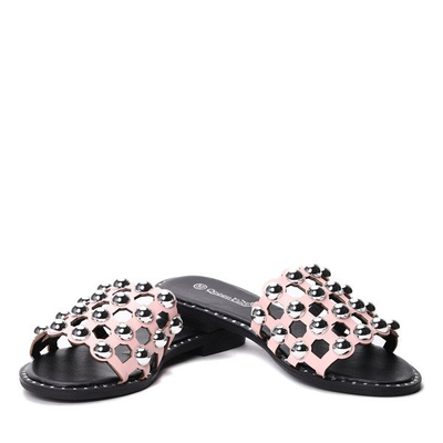 Babouches roses et noires à jais de chez Iziasena - Footwear