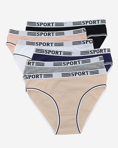 Un ensemble de culottes en coton pour femmes avec un caoutchouc sportif 6 / paquet - Sous-vêtements