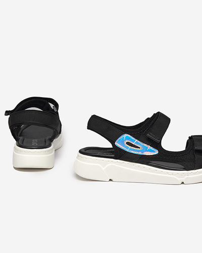 OUTLET Sandales femme en tissu noir avec insert holographique Lofal-Footwear