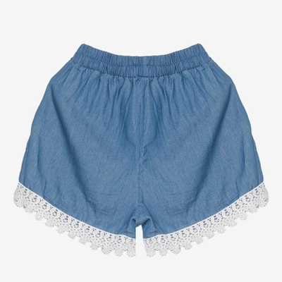 Short court femme bleu avec dentelle - Vêtements 1