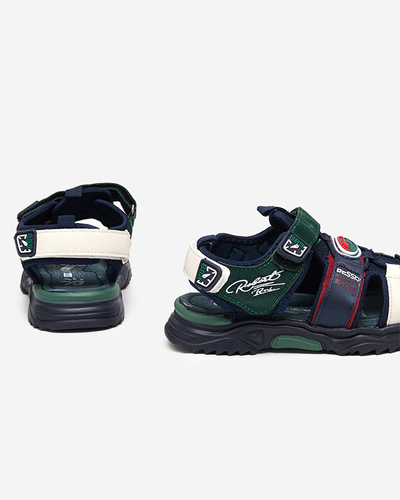 Sandales pour garçon bleu marine et vert avec velcro Roser-Footwear