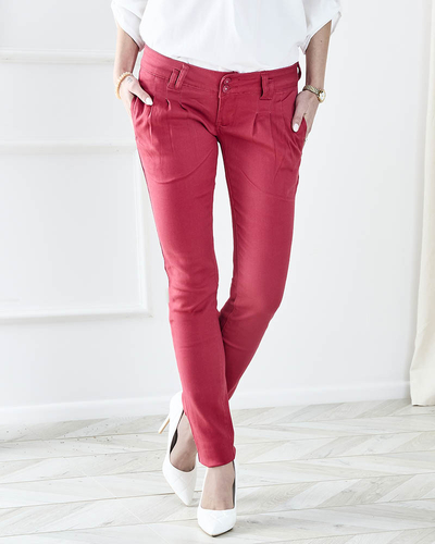 Pantalon femme taille basse en tissu fuchsia - Vêtements