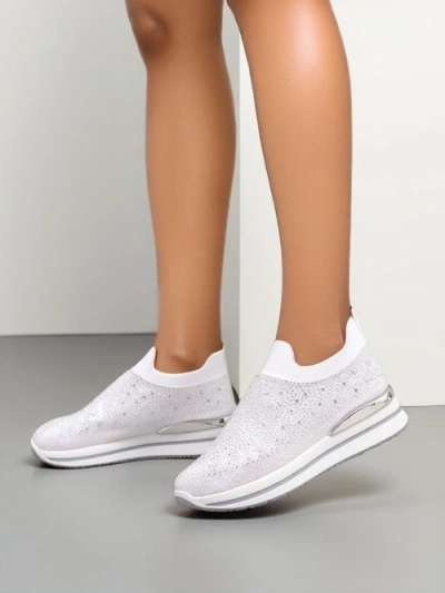 Chaussures de sport en tissu pour femmes à enfiler Royalfashion avec des strass Adeq