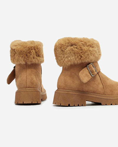 Bottes femme camel isolées à talons plats Zeora - Shoes