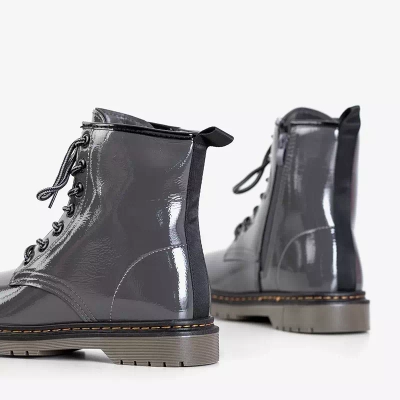 OUTLET Boots femme laquées gris foncé Lesita - Chaussures