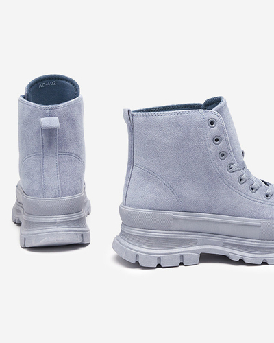 OUTLET Bottines à talon plat pour femme bleues à lacets Wertika - Chaussures