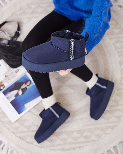 Royalfashion Chaussures pour femmes marron clair a'la bottes de neige avec ornement Parisela