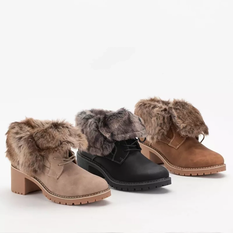 OUTLET Bottines à lacets femme marron sur tige basse Kalera - Chaussures